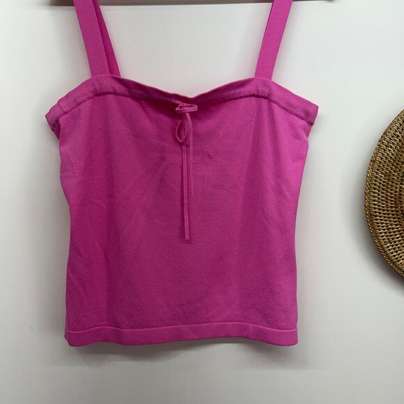 NWT Vintage Y2K 2000s Banana Republic Pink Tie Chest Knit Tank Top Large - Picture 4 of 7
